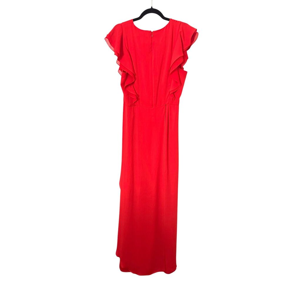BCBGMAXAZRIA Callie Ruffled Front Slit Maxi Dress Red Sz 8 - Picture 4 of 7
